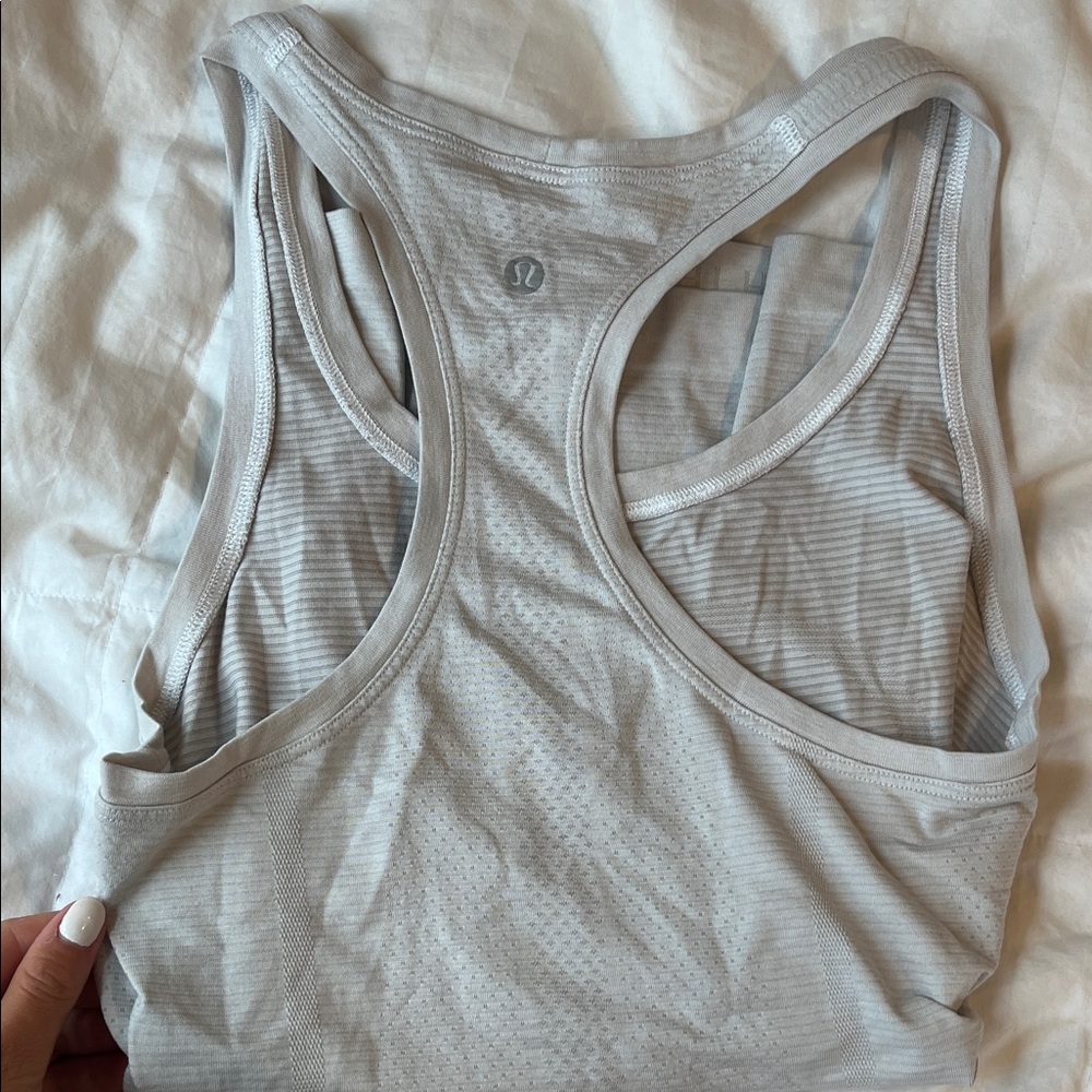 Lululemon white Gray Racerback Tank Top